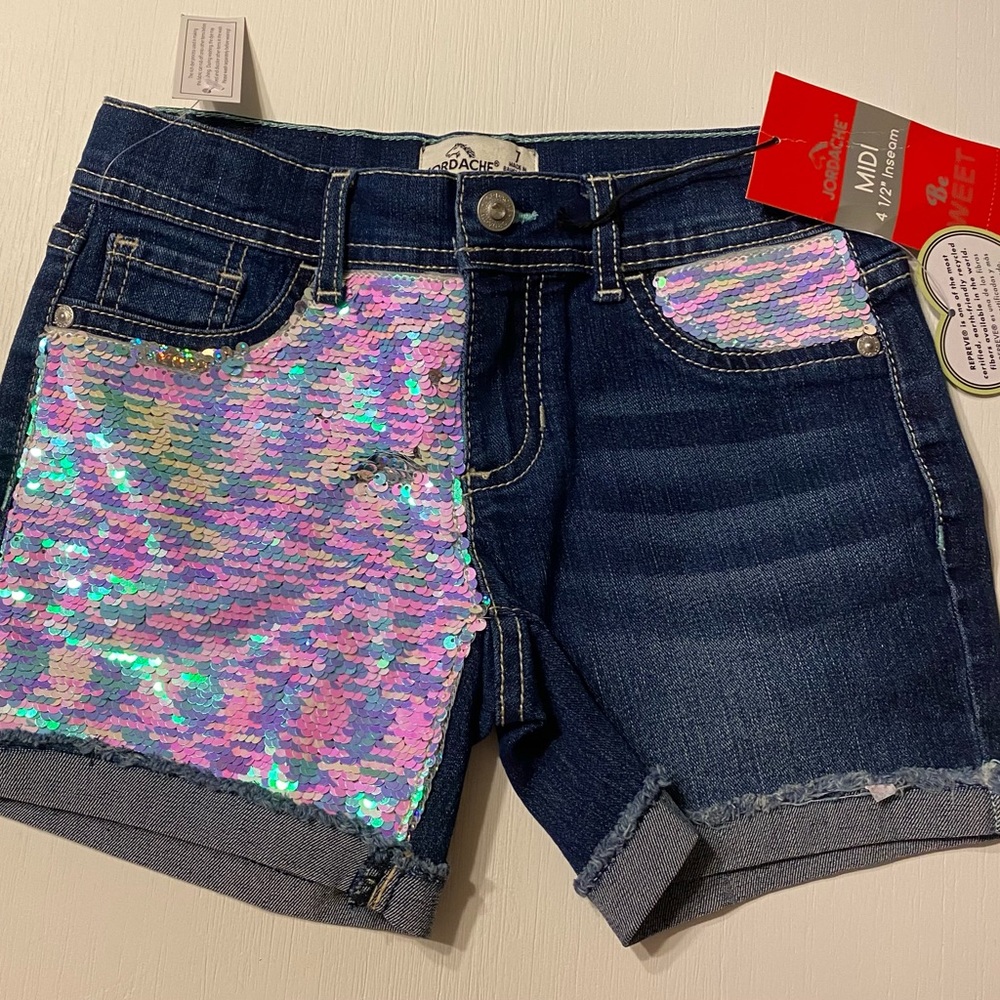 Girls Size 7 Jordache Reverse Sequins Shorts
